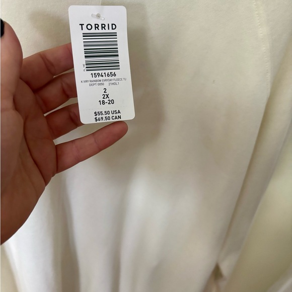 Torrid Cream Sweatshirt with Rainbow Stripes -New with Tags. - Picture 4 of 8